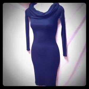 🌹 Forever 21 black"Morticia" cowl-neck dress